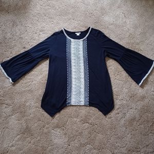 True Self Dark Blue Top Crochet Detail 2X